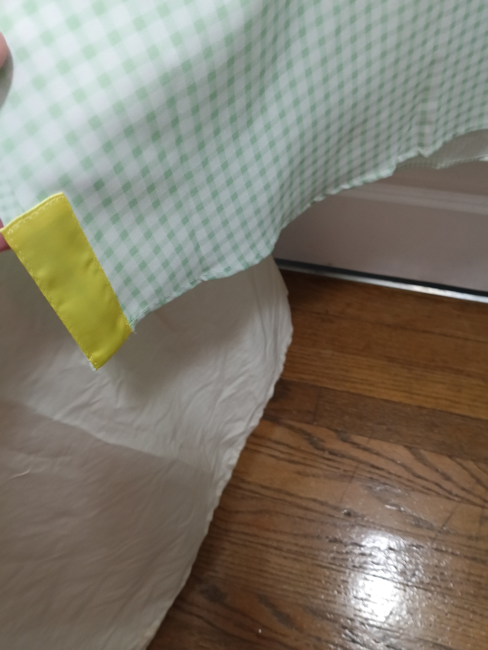 Green Gingham Below Knee with Yellow Accent